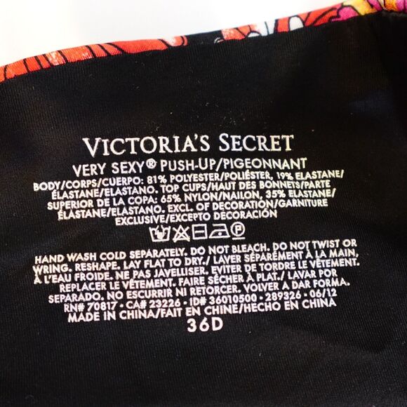 Victoria's Secret Very Sexy Push-up Plunge Bra 36D Underwire Black Floral Sexy - Picture 3 of 9